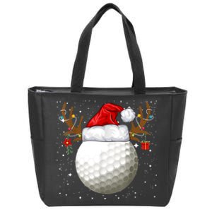 Funny Golf Reindeer Santa Hat Christmas Holiday Gifts TShirt Zip Tote Bag