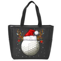 Funny Golf Reindeer Santa Hat Christmas Holiday Gifts TShirt Zip Tote Bag