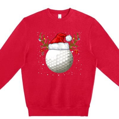 Funny Golf Reindeer Santa Hat Christmas Holiday Gifts TShirt Premium Crewneck Sweatshirt