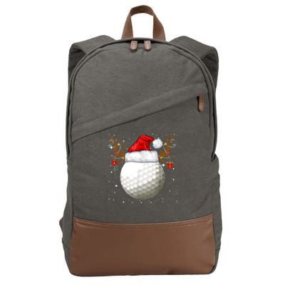 Funny Golf Reindeer Santa Hat Christmas Holiday Gifts TShirt Cotton Canvas Backpack