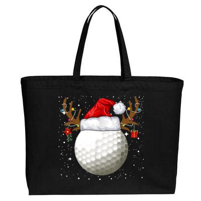 Funny Golf Reindeer Santa Hat Christmas Holiday Gifts TShirt Cotton Canvas Jumbo Tote