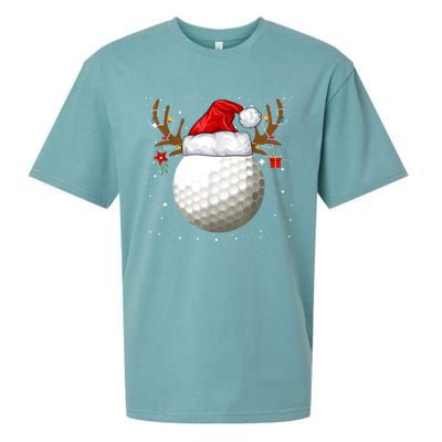 Funny Golf Reindeer Santa Hat Christmas Holiday Gifts TShirt Sueded Cloud Jersey T-Shirt