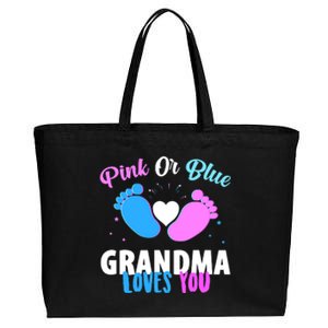 Funny Gender Reveal Party Pink Or Blue Grandma Loves You Cotton Canvas Jumbo Tote