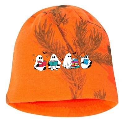 Funny Ghost Reading Books Teacher Halloween Spooky Season Kati - Camo Knit Beanie