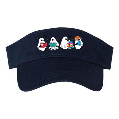 Funny Ghost Reading Books Teacher Halloween Spooky Season Valucap Bio-Washed Visor