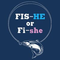 Fishing Gender Reveal Party Ideas Fishe 7 Panel Mesh Trucker Snapback Hat