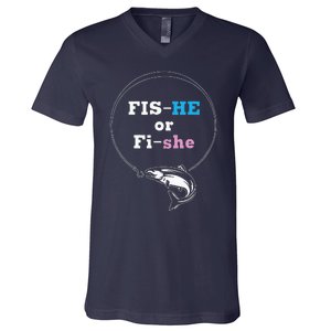 Fishing Gender Reveal Party Ideas Fishe V-Neck T-Shirt