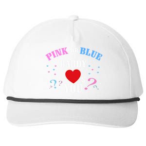 Funny Gender Reveal For Dad Gift Pink Or Blue Daddy Loves You Gift Snapback Five-Panel Rope Hat