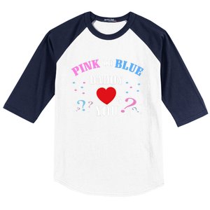 Funny Gender Reveal For Dad Gift Pink Or Blue Daddy Loves You Gift Baseball Sleeve Shirt