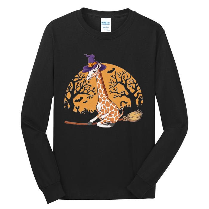 Funny Giraffe Ride Witch Shotgun Giraffe Halloween Tall Long Sleeve T-Shirt