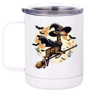 Funny Giraffe Ride Witch Shotgun Giraffe Halloween 12 oz Stainless Steel Tumbler Cup