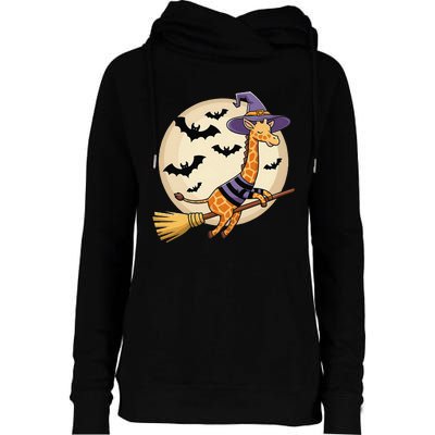 Funny Giraffe Ride Witch Shotgun Giraffe Halloween Womens Funnel Neck Pullover Hood