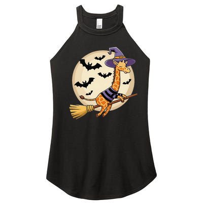 Funny Giraffe Ride Witch Shotgun Giraffe Halloween Women’s Perfect Tri Rocker Tank