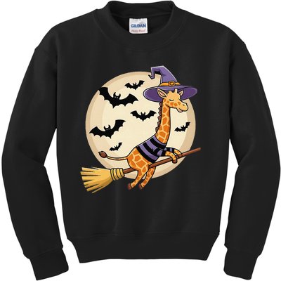 Funny Giraffe Ride Witch Shotgun Giraffe Halloween Kids Sweatshirt