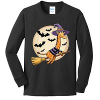 Funny Giraffe Ride Witch Shotgun Giraffe Halloween Kids Long Sleeve Shirt