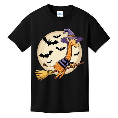 Funny Giraffe Ride Witch Shotgun Giraffe Halloween Kids T-Shirt