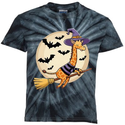 Funny Giraffe Ride Witch Shotgun Giraffe Halloween Kids Tie-Dye T-Shirt