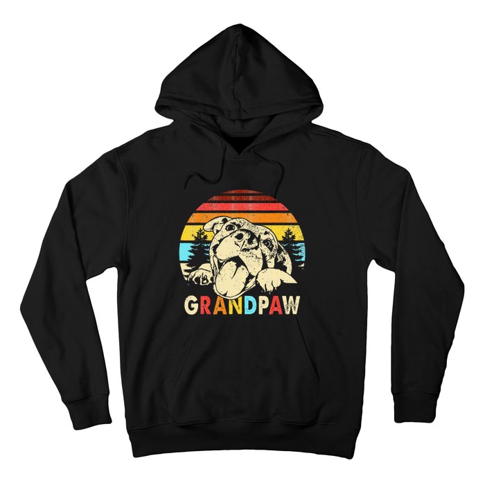 Funny Grandpaw Retro Vintage Pitbull Lovers Grandparents Day Hoodie