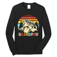 Funny Grandpaw Retro Vintage Pitbull Lovers Grandparents Day Long Sleeve Shirt