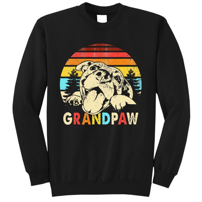 Funny Grandpaw Retro Vintage Pitbull Lovers Grandparents Day Sweatshirt