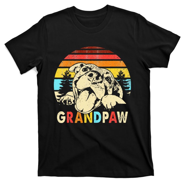 Funny Grandpaw Retro Vintage Pitbull Lovers Grandparents Day T-Shirt