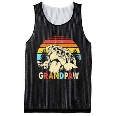Funny Grandpaw Retro Vintage Pitbull Lovers Grandparents Day Mesh Reversible Basketball Jersey Tank