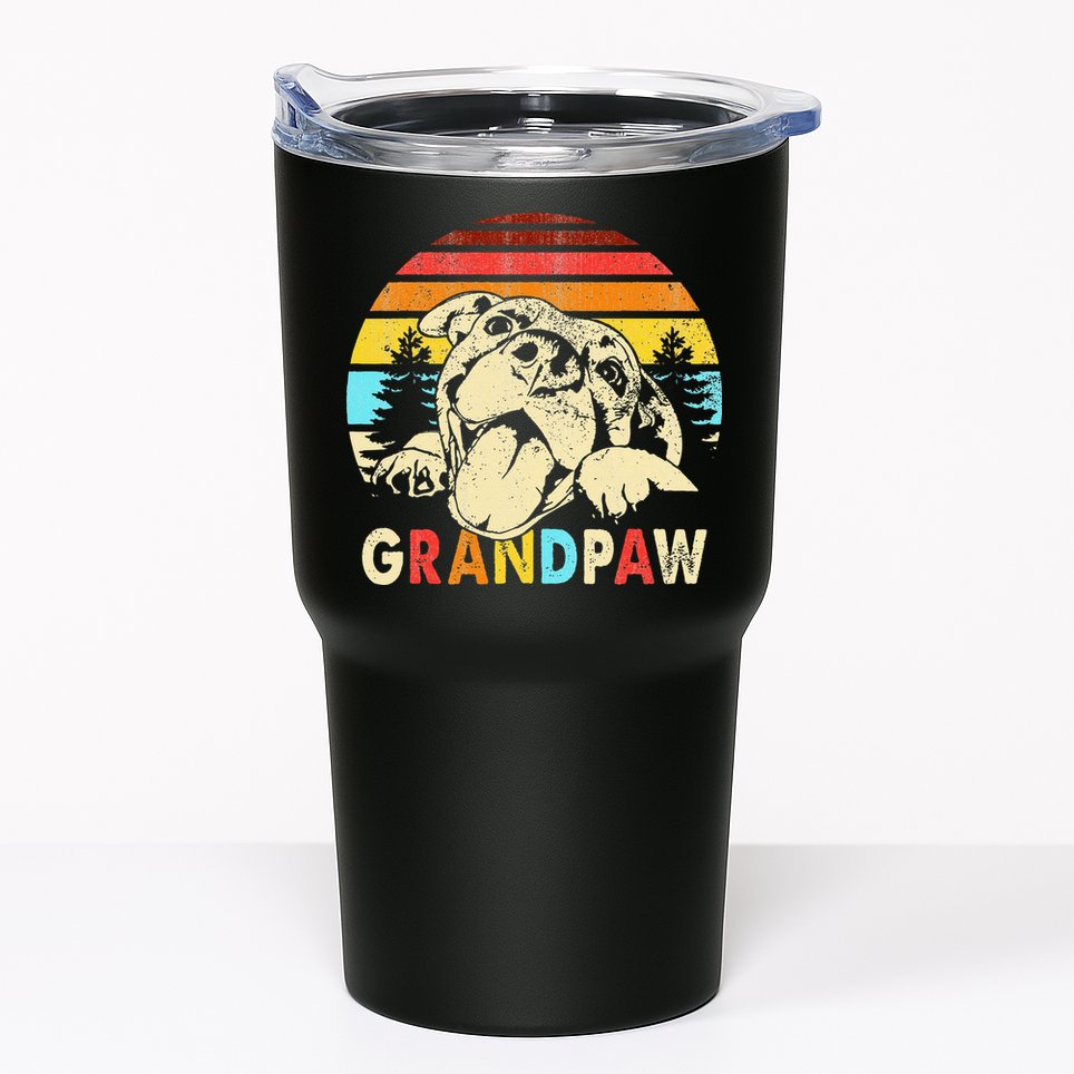 Funny Grandpaw Retro Vintage Pitbull Lovers Grandparents Day Tumbler