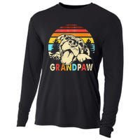 Funny Grandpaw Retro Vintage Pitbull Lovers Grandparents Day Cooling Performance Long Sleeve Crew