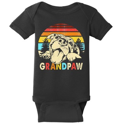 Funny Grandpaw Retro Vintage Pitbull Lovers Grandparents Day Baby Bodysuit