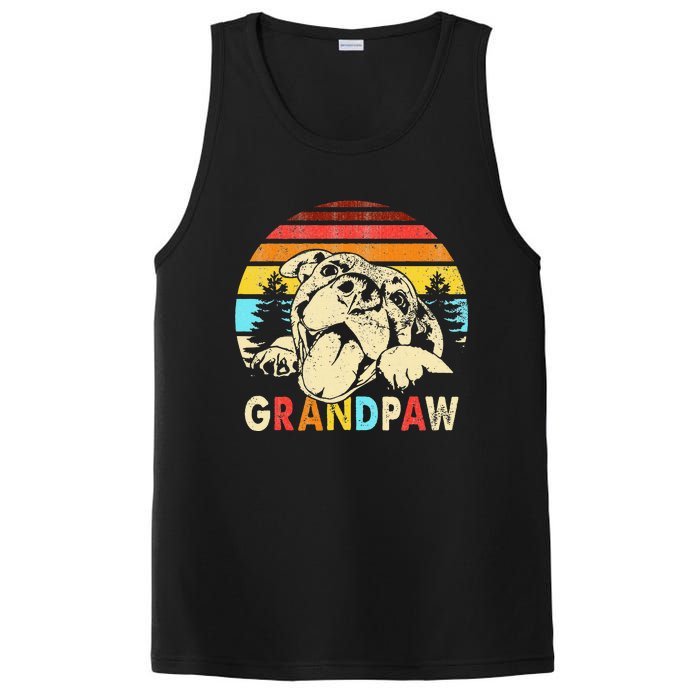 Funny Grandpaw Retro Vintage Pitbull Lovers Grandparents Day PosiCharge Competitor Tank