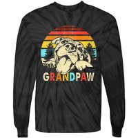 Funny Grandpaw Retro Vintage Pitbull Lovers Grandparents Day Tie-Dye Long Sleeve Shirt