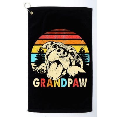 Funny Grandpaw Retro Vintage Pitbull Lovers Grandparents Day Golf Towel