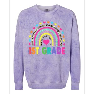 First Grade Rainbow Teacher Team 1st Grade Squad Colorblast Crewneck Sweatshirt