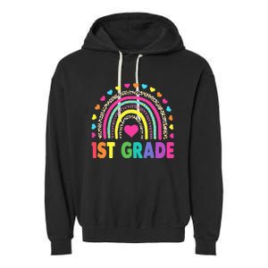 First Grade Rainbow Teacher Team 1st Grade Squad Garment-Dyed Fleece Hoodie