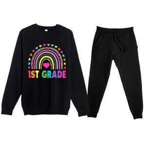 First Grade Rainbow Teacher Team 1st Grade Squad Premium Crewneck Sweatsuit Set