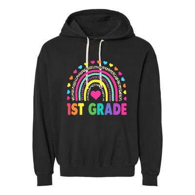 First Grade RainbowTeacher Team 1st Grade Squad Garment-Dyed Fleece Hoodie