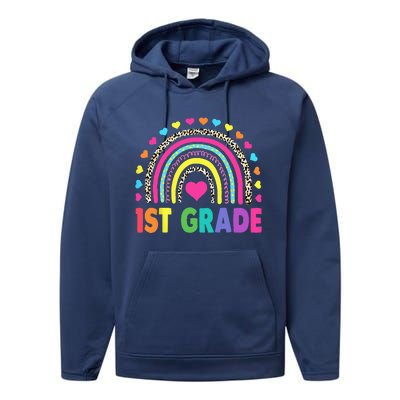 First Grade RainbowTeacher Team 1st Grade Squad Performance Fleece Hoodie