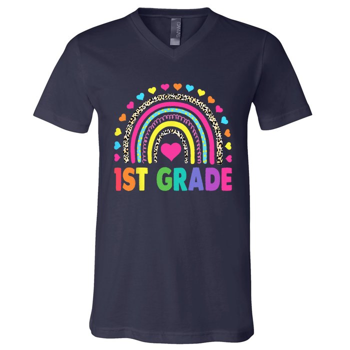 First Grade RainbowTeacher Team 1st Grade Squad V-Neck T-Shirt