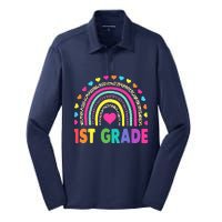 First Grade RainbowTeacher Team 1st Grade Squad Silk Touch Performance Long Sleeve Polo