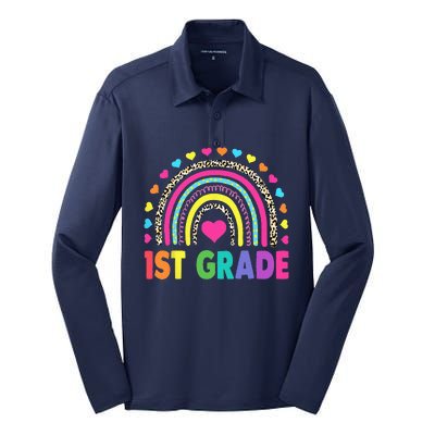 First Grade RainbowTeacher Team 1st Grade Squad Silk Touch Performance Long Sleeve Polo