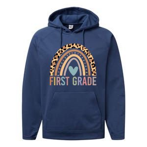 First Grade Rainbow Girl Boy Teacher Team 1st Grade Squad Performance Fleece Hoodie