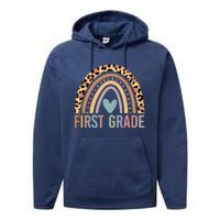 First Grade Rainbow Girl Boy Teacher Team 1st Grade Squad Performance Fleece Hoodie