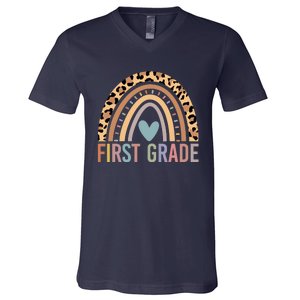 First Grade Rainbow Girl Boy Teacher Team 1st Grade Squad V-Neck T-Shirt