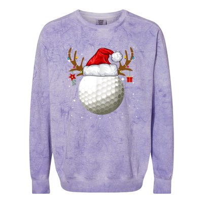 Funny Golf Reindeer Santa Hat Christmas Holiday Gifts Colorblast Crewneck Sweatshirt