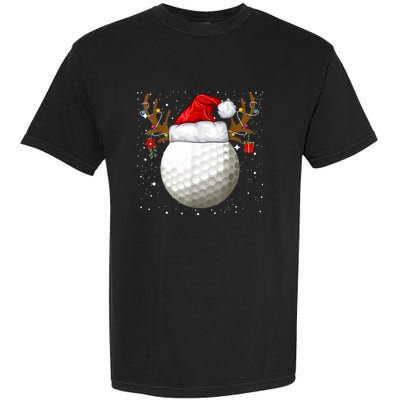 Funny Golf Reindeer Santa Hat Christmas Holiday Gifts Garment-Dyed Heavyweight T-Shirt