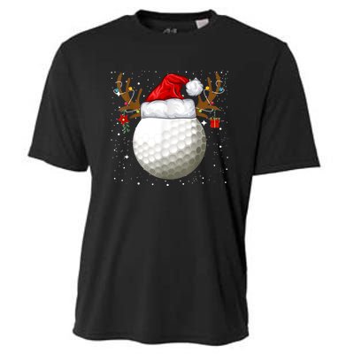 Funny Golf Reindeer Santa Hat Christmas Holiday Gifts Cooling Performance Crew T-Shirt