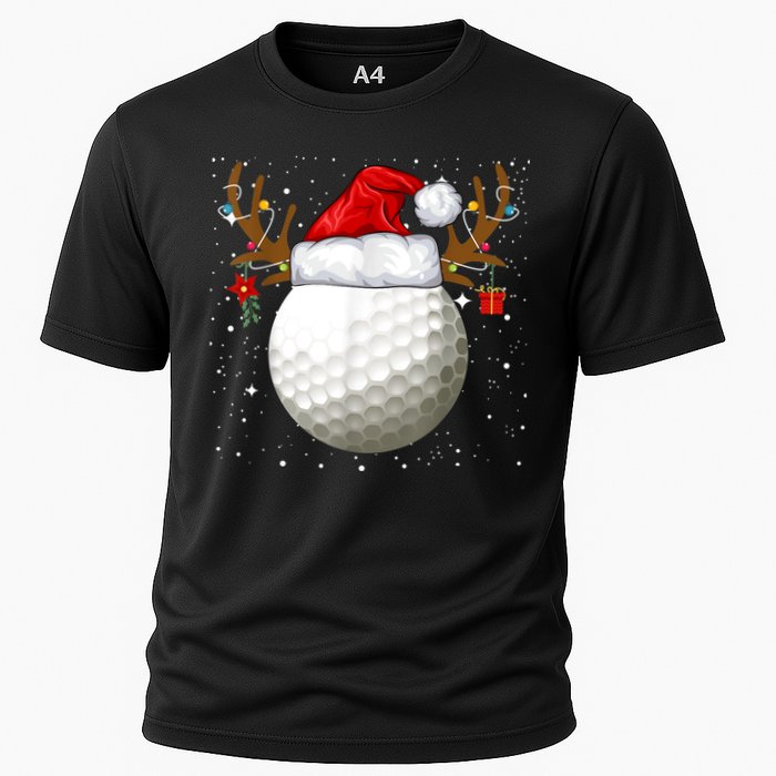 Funny Golf Reindeer Santa Hat Christmas Holiday Gifts Cooling Performance Crew T-Shirt