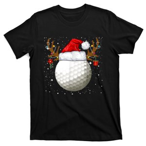 Funny Golf Reindeer Santa Hat Christmas Holiday Gifts T-Shirt