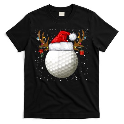 Funny Golf Reindeer Santa Hat Christmas Holiday Gifts T-Shirt