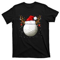 Funny Golf Reindeer Santa Hat Christmas Holiday Gifts T-Shirt